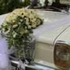 Classic Ivory Wedding Car Decoration 1